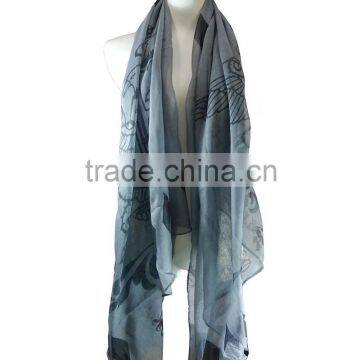 Polyester Grey Print Scarf