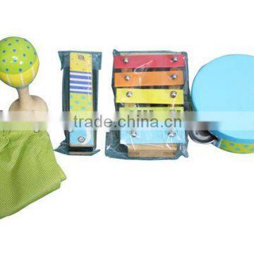 Preschool Educational Kids Wooden Toy Musical Instruments Drum Sets