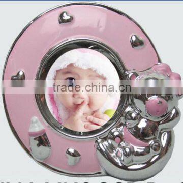Wholesale cute angela baby birthday picture frames pink color and sliver plating