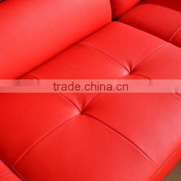 Leisure Red Leather Sofa Set With Movable Headrest photo-4