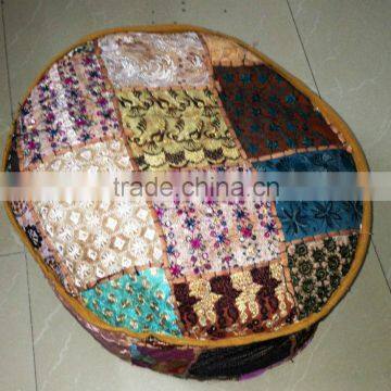 Vintage fabric patchwork ottoman cover Indian Foot Stool Bean Bag Floor Pillow pouf