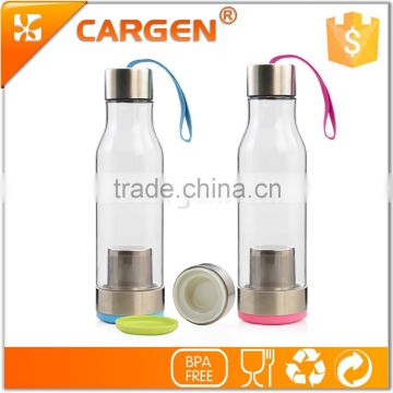 Customized 600ml promotion plastic tea filter water bottle