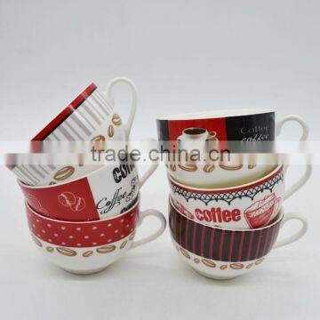 Wholesale ceramic soup bowl Multicolor with handle