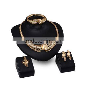 Africa Wedding Jewelry Set Collar Necklace Flower Carving Gold Leaf Statement Jewelries For Bride