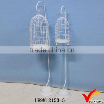 white shabby wire cage floor metal hanging lantern stand