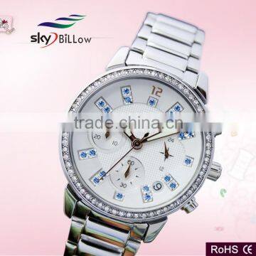 Sky Billow all stainless steel wrist watch with Rhinestones