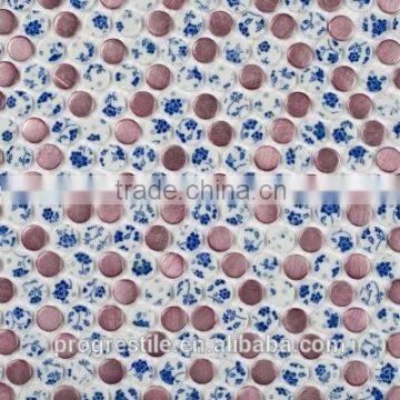 metal mix ceramic round mosaics, art design metal mosaic, home decor mosaics (PMMS032)