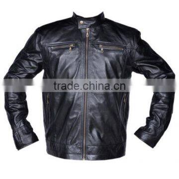 Mens Premier Black Genuine Soft Lambskin Leather Zipper Fashion Jacket