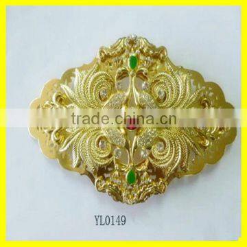 unique design gold plating belt buckle wholesale with colorful stone