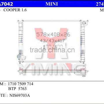 Auto radiator for Mini cooper 1.6 MT OEM 17107509714 BTP5763