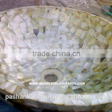 Yellow Sea Shell Mother Of Pearl Sink Bowl