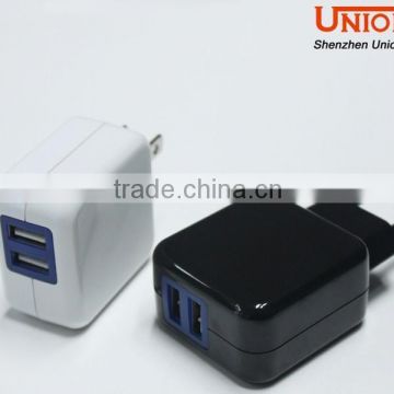 universal CE/FCC approvals US/EU/KR plug 5v 1a/2.1a ac/dc dual usb charger for phone and tablet