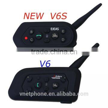 2016 EJEAS NEW 1200m 6 riders Wireless full duplex Helmet bluetooth interphone V6S for Motorcyle Skiing and Bicycle sports