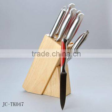 7PCS stainless steel hollow handle kitchen knife set with block