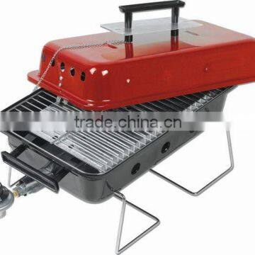 Red Small Portable Barbecue Gas Grill Foldable BBQ