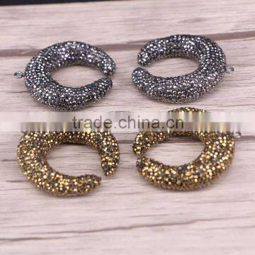 Fashion Pave Crystal Zircon Double Horn Druzy Stone Pendant, Simple Design Pendant Jewelry For Women photo-6