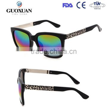 Customization Square Metal temple Unisex Men and Women Vintage military sunglasses Rainbow lens