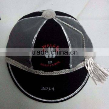 Custom Embroidered Honours Cap With Silver Braid & Tassel, Black / Grey Velvet photo-2