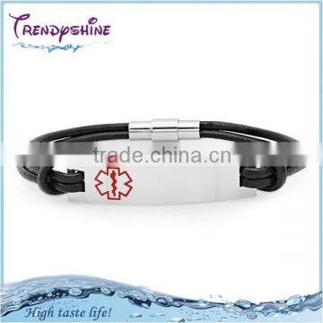 Fashion magnetic women's leather bracelet with medical plated
