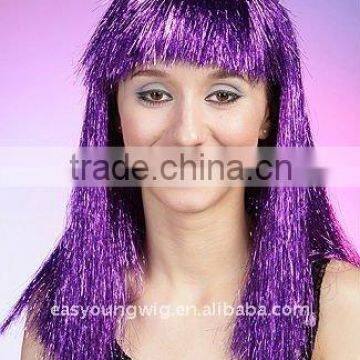 Colorful long red tinsel cheap party wig, football fans wig, soccer wigs
