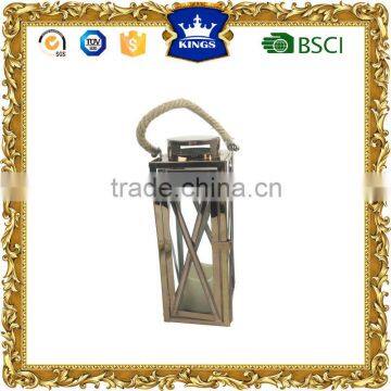 Stainless steel lantern with rope handle