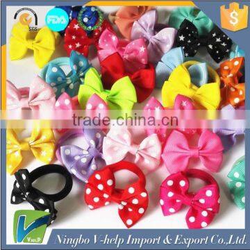 Sweet Solid Print Bow Elastic Hair ropes Kids Hair ties Adorable Ponytail Holder Hair Accessories