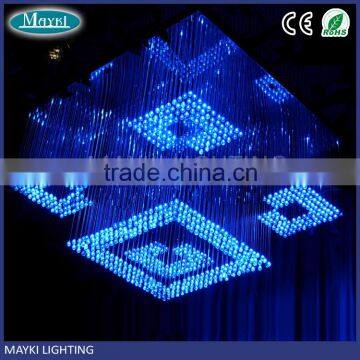 High quality customized 8 colors fiber optic chandelier with remote control for hotel and lobby