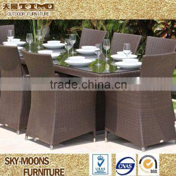 brown outdoor 8 seat rattan dining set table chair set(TC046)