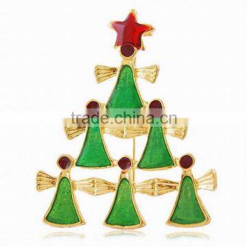 Wholesale online shop free shipping by express gold plated jewelry christmas tree picture brooch women