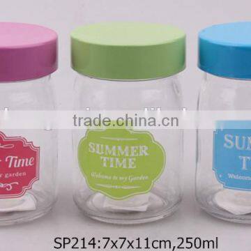 2015 new glass jar with popular decal