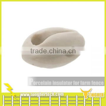 White porcelain end strain insulator for livestock fence