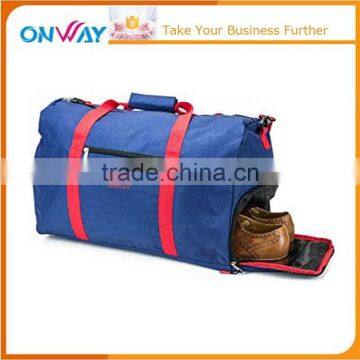 Perfect nylon water resistant duffel bag with shoe compartment