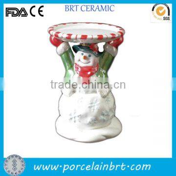 Wholesale ceramic snowman christmas candle holder