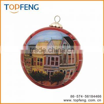 2016 hot design glass christmas painting ball/hanging glass ball/hanging glass ball