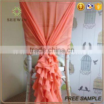 Chiffon Ruffled Banquet Chair Cover for Wedding Party photo-3