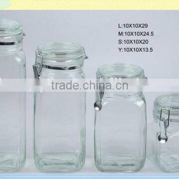 square glass jar with stainess steel buckle