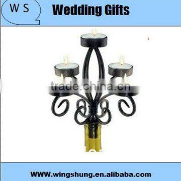 Romantic Novelty Design Fashion Black Metal Wine Bottle Candelabra/best Seller Wedding Candlestick/ Economic Candle Holder photo-2