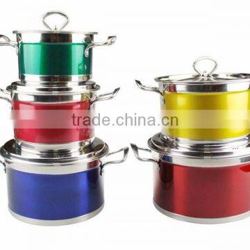 Colorful Stainless Steel Induction Bottom Soup Pot cooking pot set