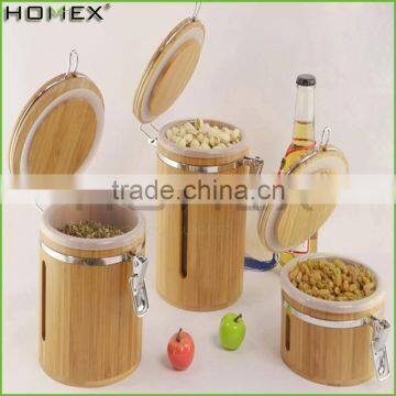 Top Quality Airtight Tea Coffee Sugar Canisters with Bamboo Lid/Homex_Factory