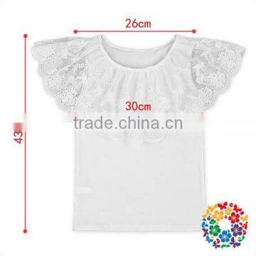 Latest Designs Baby Clothes Big Lace Fringe Baby Tank Top Shirts Wholesale Plain White Cotton Lace Tops Girls Kids photo-5