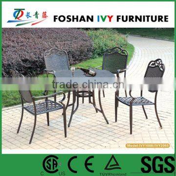 outdoor cast aluminum dining furniture stackable chair and table sets