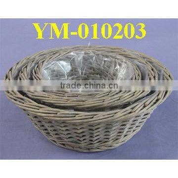 Wicker Basket Planter with Plastic Liner