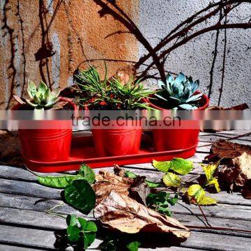Metal Planters Set Metal Flower Pot Set With Tray for Home Decor photo-4