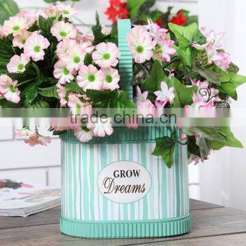 Oval Colour Painted Metal Flower Planter With Handles photo-2