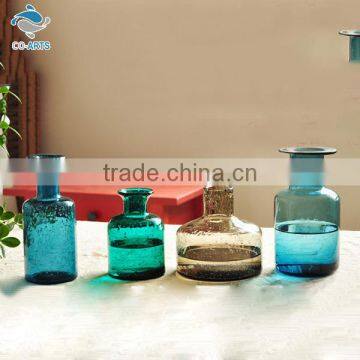 Unique design shaped colorful home decoration glass flower vase