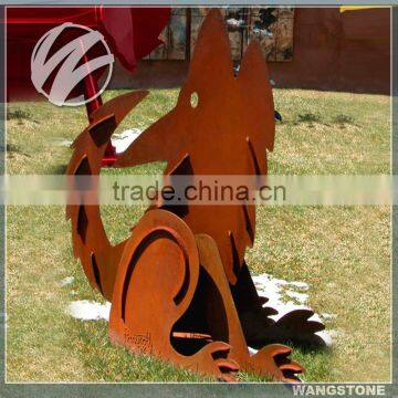 Custom size metal animal wolf sculpture for garden decoration