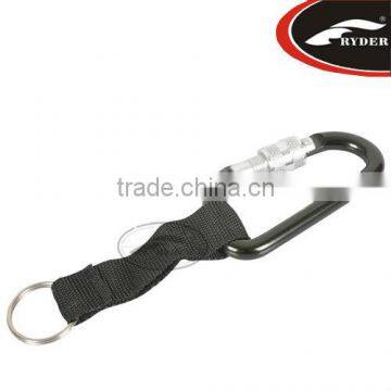 Aluminum High Quality 8mm Locking Carabiner with Strap