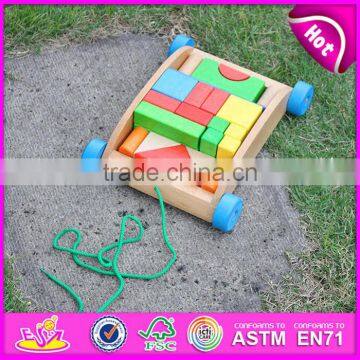 2015 Educational Wooden Trolly Toy,Children Blocks Drag Car Handmade Wooden Trolly Toy,Block Trolly Wooden Block Car Toy W13C019 photo-2
