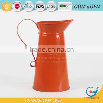 homeware galvanized powder coating orange water metal jugs with handles jug for flower