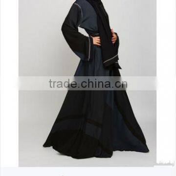 Guangzhou clothing OEM flowy effect Dark Navy Umbrella Cut Abaya